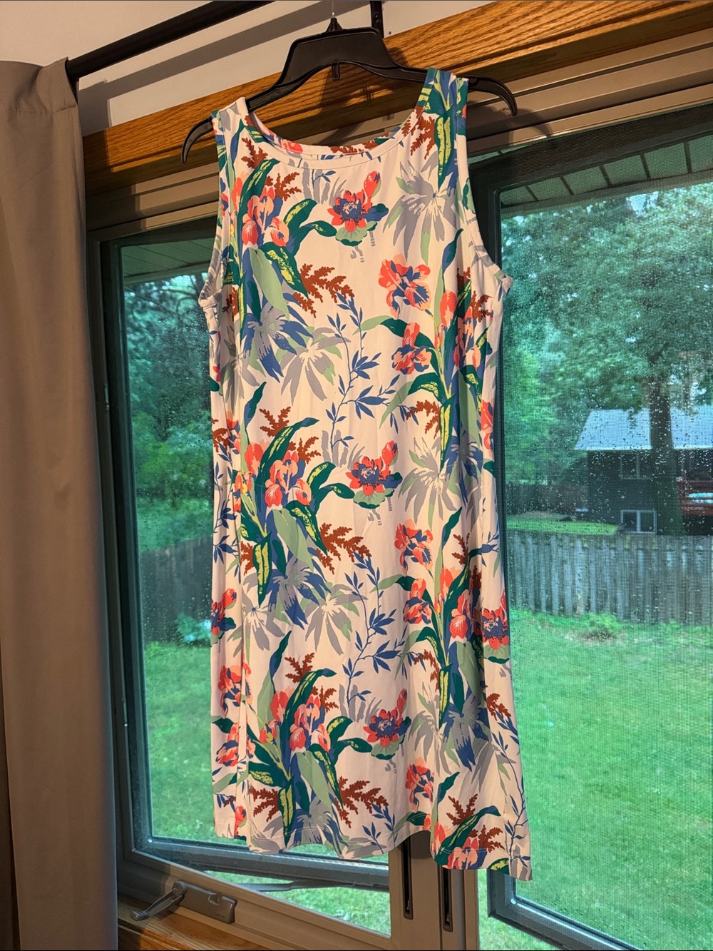 Columbia Floral Sun Dress in White with Tropical Print